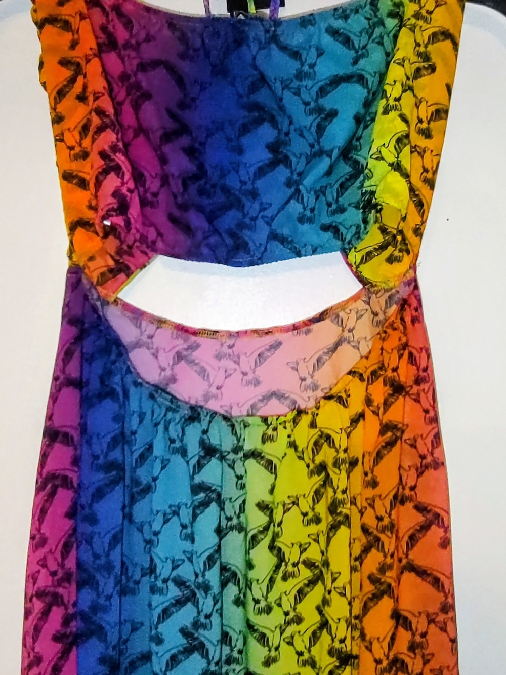 Kurt Geiger Rainbow Gradient High-Low Dress in Purple, Pink, Yellow, Green, Blue - Picture 9 of 12